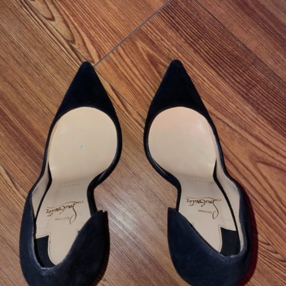 Black Christian Louboutin Iriza Half d'Orsay Suede Pumps - Picture 4 of 6